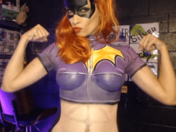 EliseRivers batgirl cosplay body paint